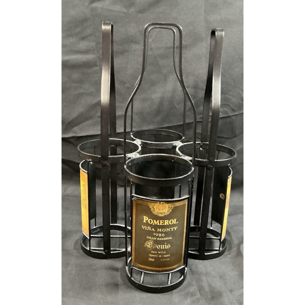4 Bottle Wine Display Holder Black Metal